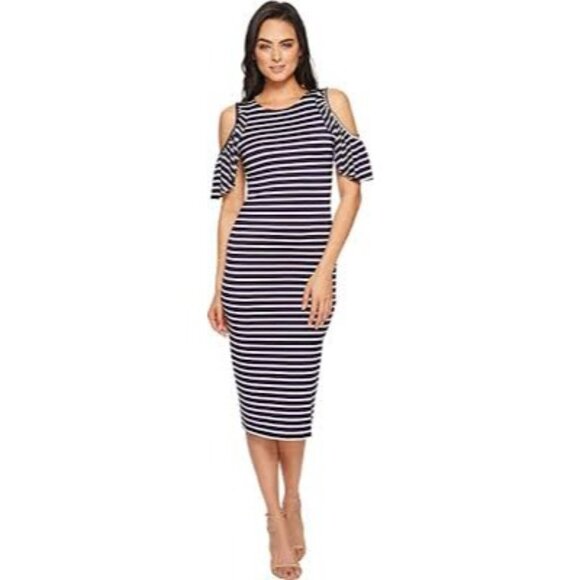 RACHEL PALLY  Cosmos Midi Dress  Navy/White Stripe Size Large - Picture 1 of 8